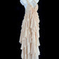 Graceful Apricot Ruffled Prom Dress Halter Neck Tiered A-Line Evening Dress CY0046