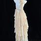 Graceful Apricot Ruffled Prom Dress Halter Neck Tiered A-Line Evening Dress CY0046