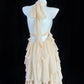 Graceful Apricot Ruffled Prom Dress Halter Neck Tiered A-Line Evening Dress CY0046