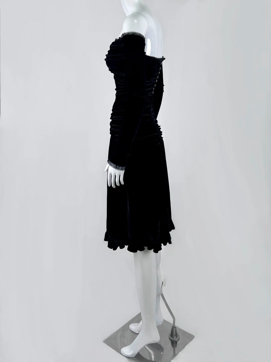 Sparkly  Ruffles Black Homecoming Dress Off-the-Shoulder Sheath Crystals Short Dress CY0050