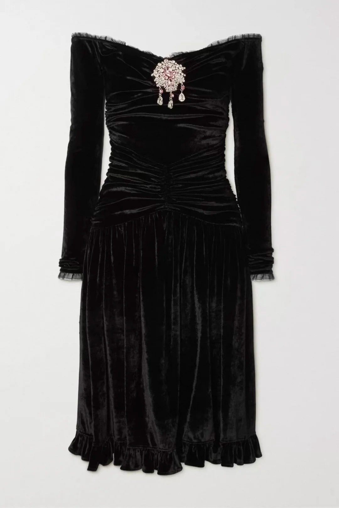 Sparkly  Ruffles Black Homecoming Dress Off-the-Shoulder Sheath Crystals Short Dress CY0050