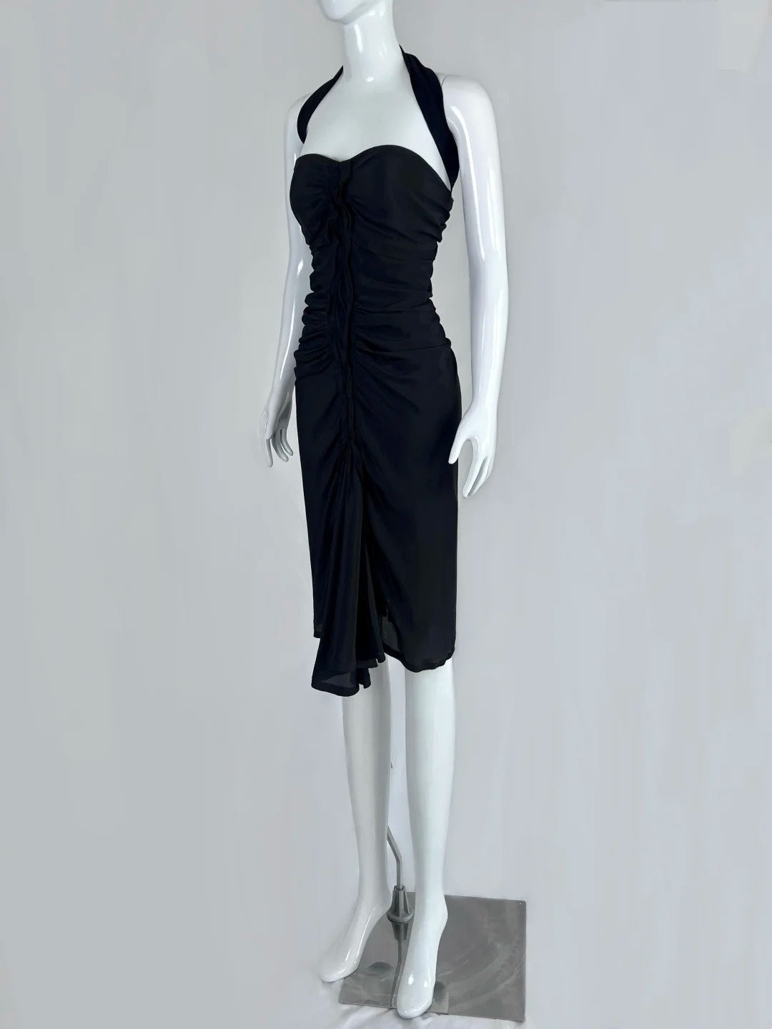 Timeless Halter Neck Black Homecoming Dress Gathered Sheath Short Dress CY0052