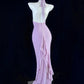 Adorable Backless Lavender Prom Dress Halter Neck Mermaid Evening Dress CY0060