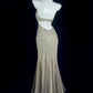 Refined Halter Neck Beige Prom Dress Sequins Mermaid Evening Dress CY0061
