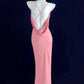 Superb Spaghetti Straps Pink Prom Dress Sheath High-Slit Evening Dress CY0063