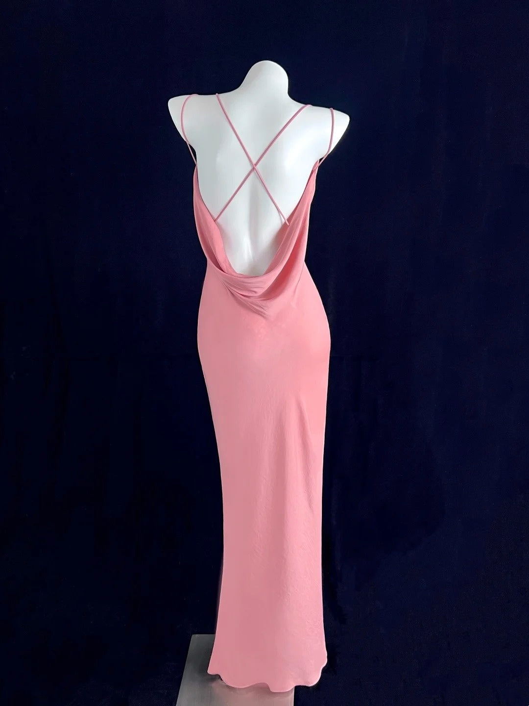 Superb Spaghetti Straps Pink Prom Dress Sheath High-Slit Evening Dress CY0063