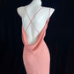 Superb Spaghetti Straps Pink Prom Dress Sheath High-Slit Evening Dress CY0063