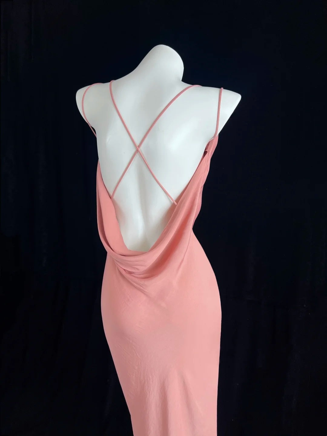Superb Spaghetti Straps Pink Prom Dress Sheath High-Slit Evening Dress CY0063