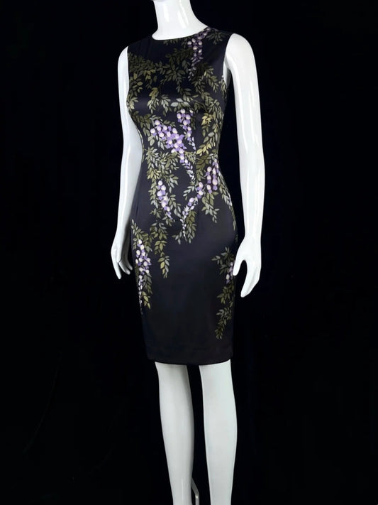 Vintage Jewel Neck Black Homecoming Dress Printed Sheath Short Dress CY0064