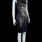 Vintage Jewel Neck Black Homecoming Dress Printed Sheath Short Dress CY0064