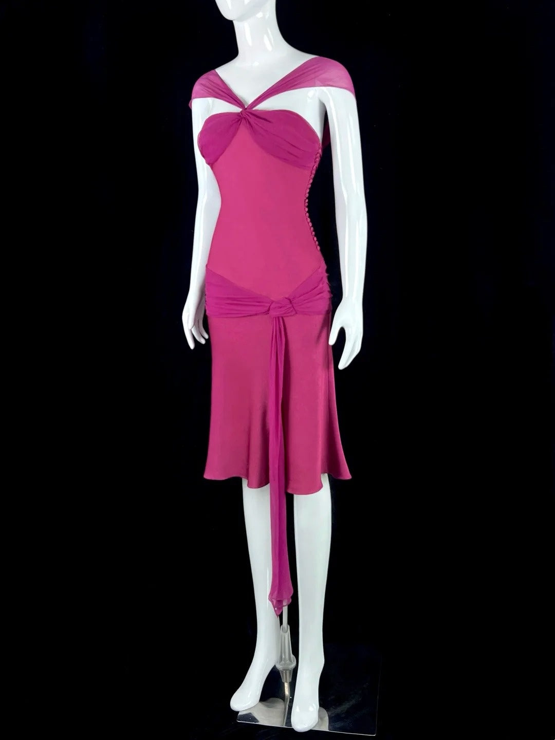Modest V Neck Hot Pink Homecoming Dress Sheath Short Dress CY0065