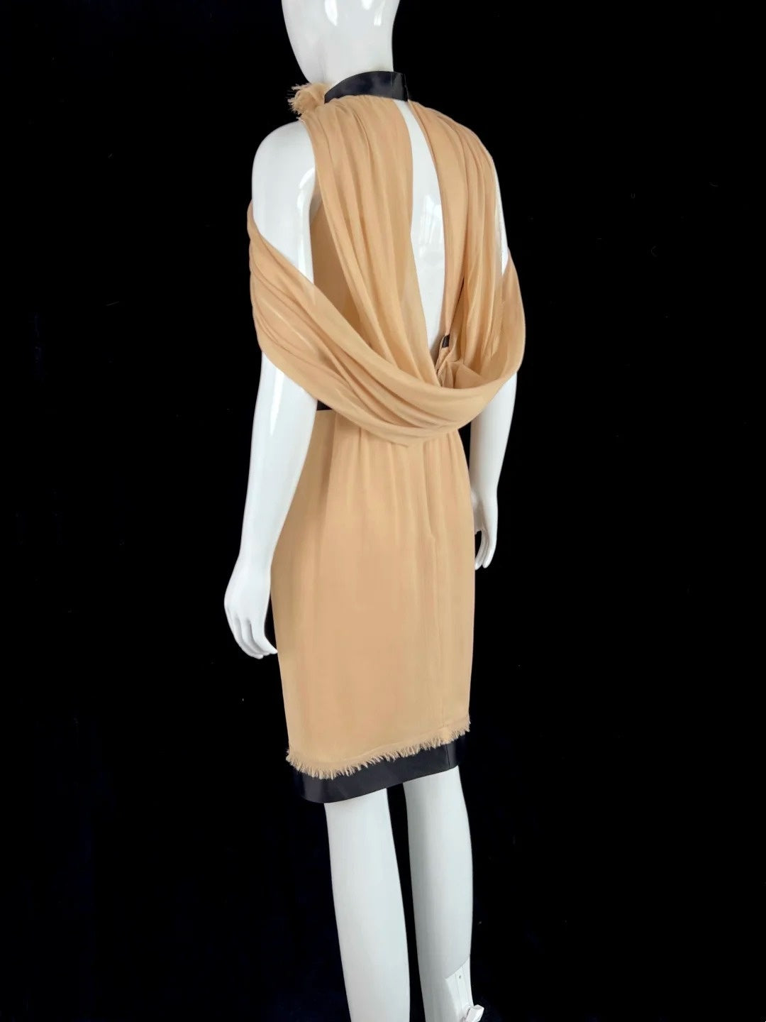 Soft Halter Neck Beige Homecoming Dress Floral Feather Sheath Short Dress CY0066