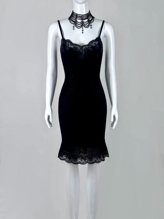 Fashion Spaghetti Straps Black Homecoming Dress Lace Sheath Short Dress CY0067