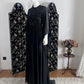 Gothic Jewel Neck Black Prom Dress Sequins Long Sleeve A-Line Evening Dress CY0069