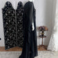 Gothic Jewel Neck Black Prom Dress Sequins Long Sleeve A-Line Evening Dress CY0069