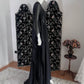 Gothic Jewel Neck Black Prom Dress Sequins Long Sleeve A-Line Evening Dress CY0069