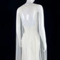 Glam V Neck Beaded Wedding Dress Tulle Long Sleeves Mermaid Bridal Gowns CY0070