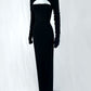 Gorgeous High Collar Black Prom Dress Long Sleeve Cutout Sheath Evening Dress CY0073