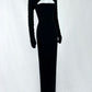 Gorgeous High Collar Black Prom Dress Long Sleeve Cutout Sheath Evening Dress CY0073