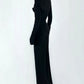 Gorgeous High Collar Black Prom Dress Long Sleeve Cutout Sheath Evening Dress CY0073