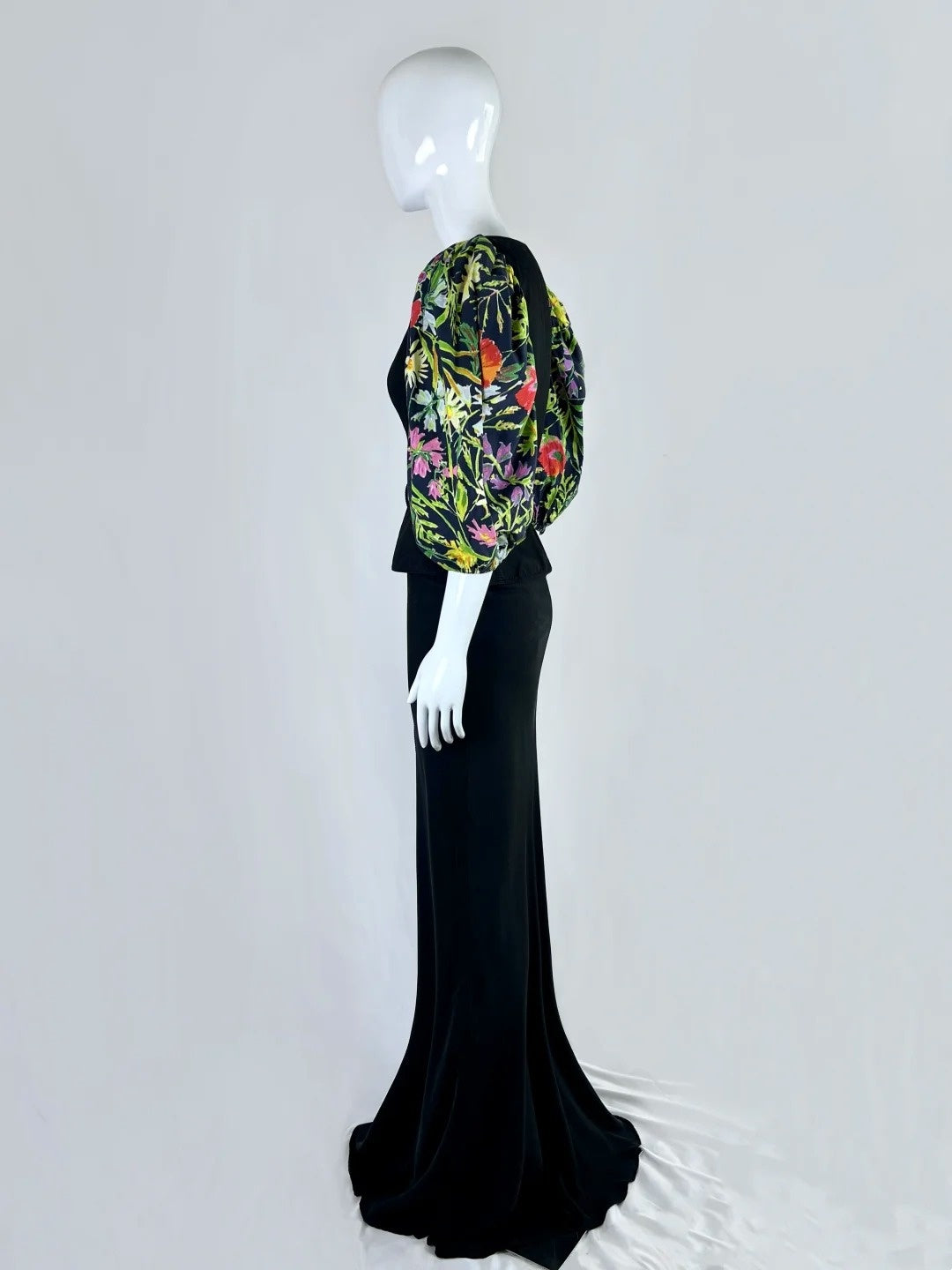 Boho-Style Sweetheart Neck Black Prom Dress Long Sleeve Bodice Mermaid Evening Dress CY0074