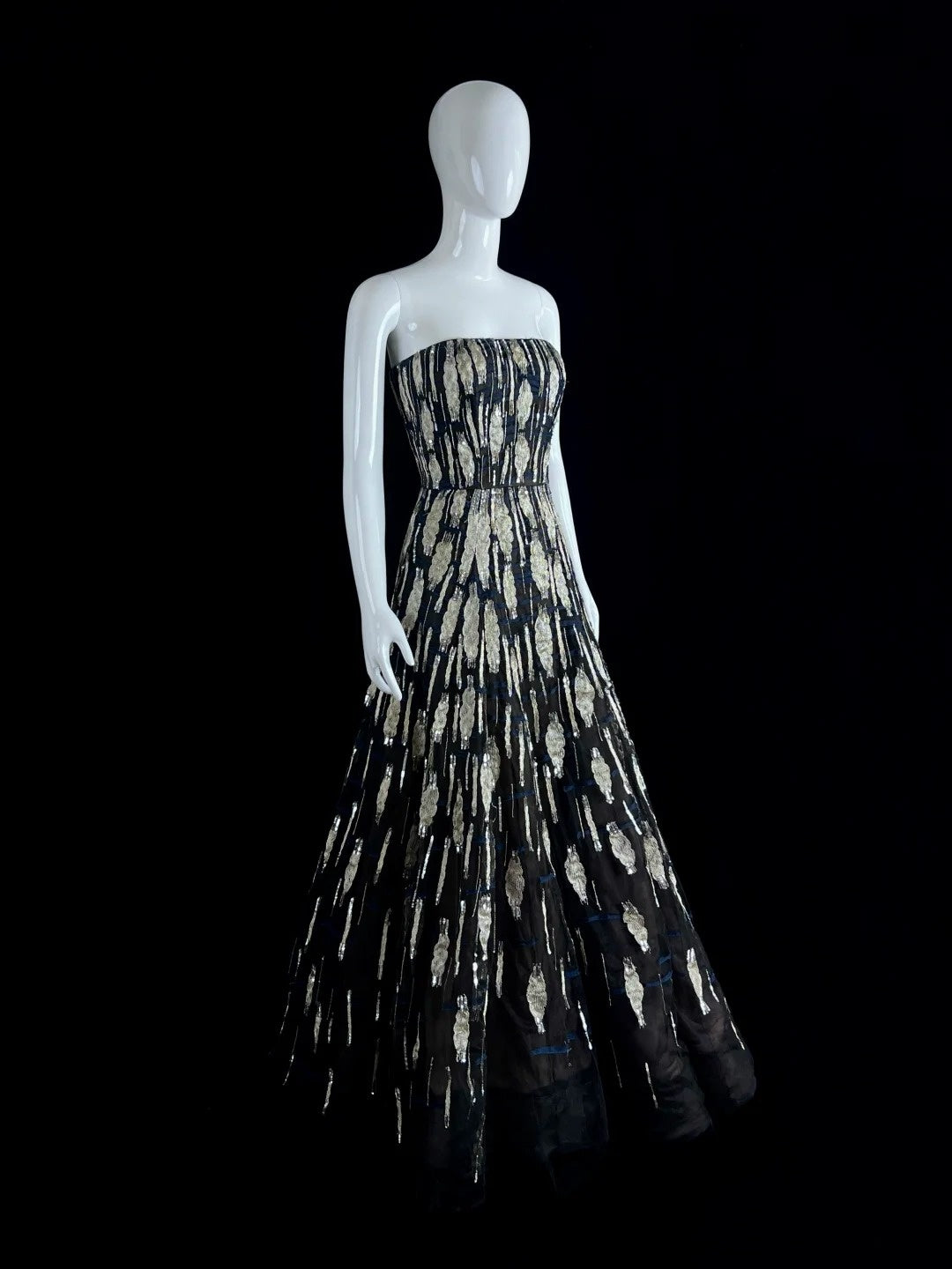 Romantic Strapless Black Sweet 16 Dress Sequins A-Line Party Dress CY0075