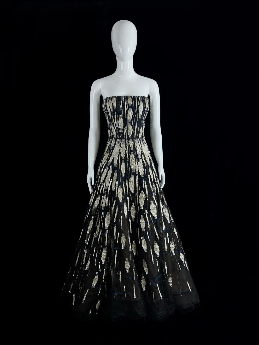 Romantic Strapless Black Sweet 16 Dress Sequins A-Line Party Dress CY0075