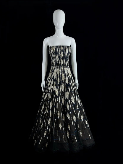 Romantic Strapless Black Sweet 16 Dress Sequins A-Line Party Dress CY0075