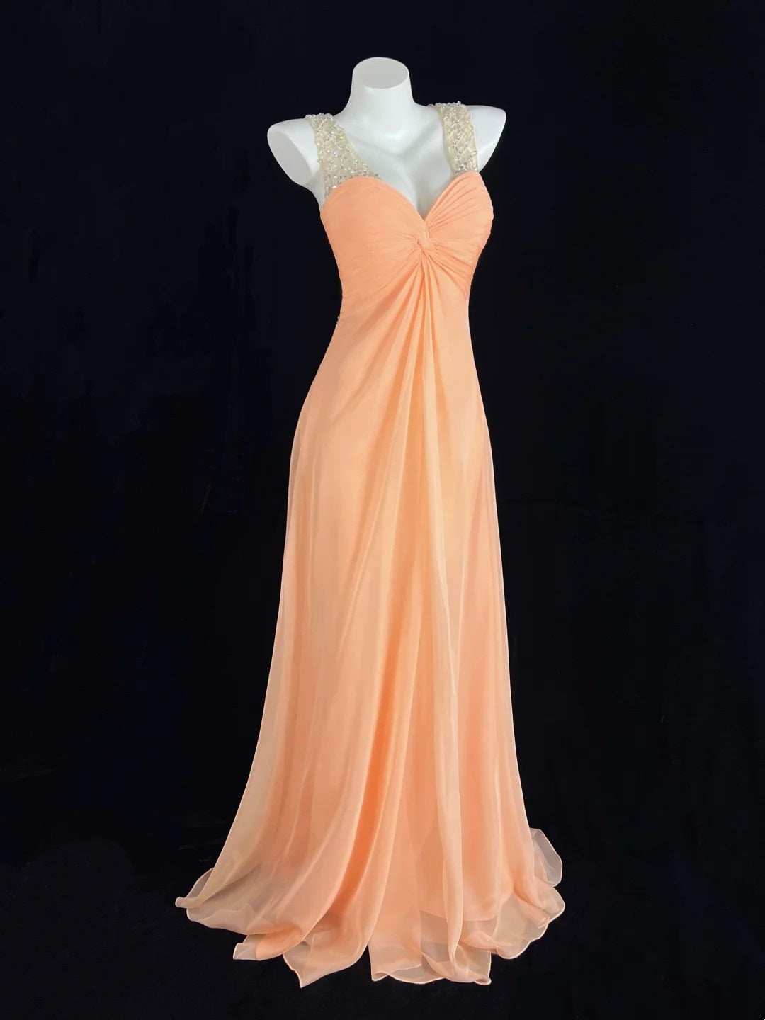Ornate Sweetheart Neck Orange Prom Dress Beading A-Line Evening Dress CY0077