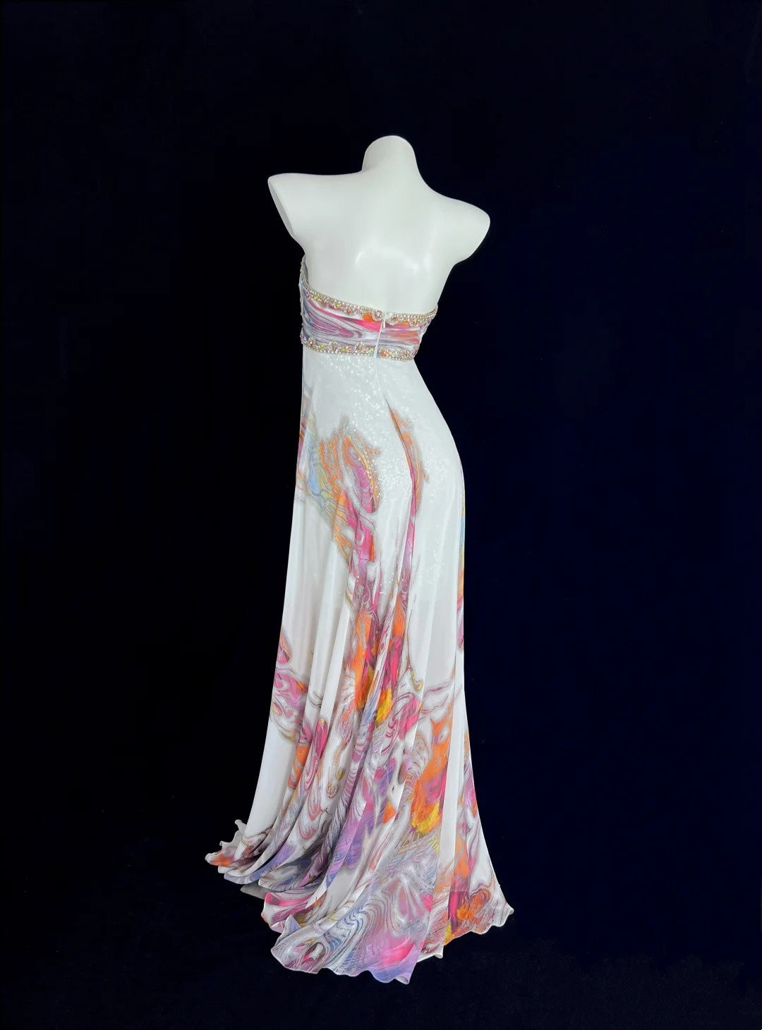 Cozy Strapless Printed Prom Dress Sequins Beaded A-Line Evening Dress CY0079