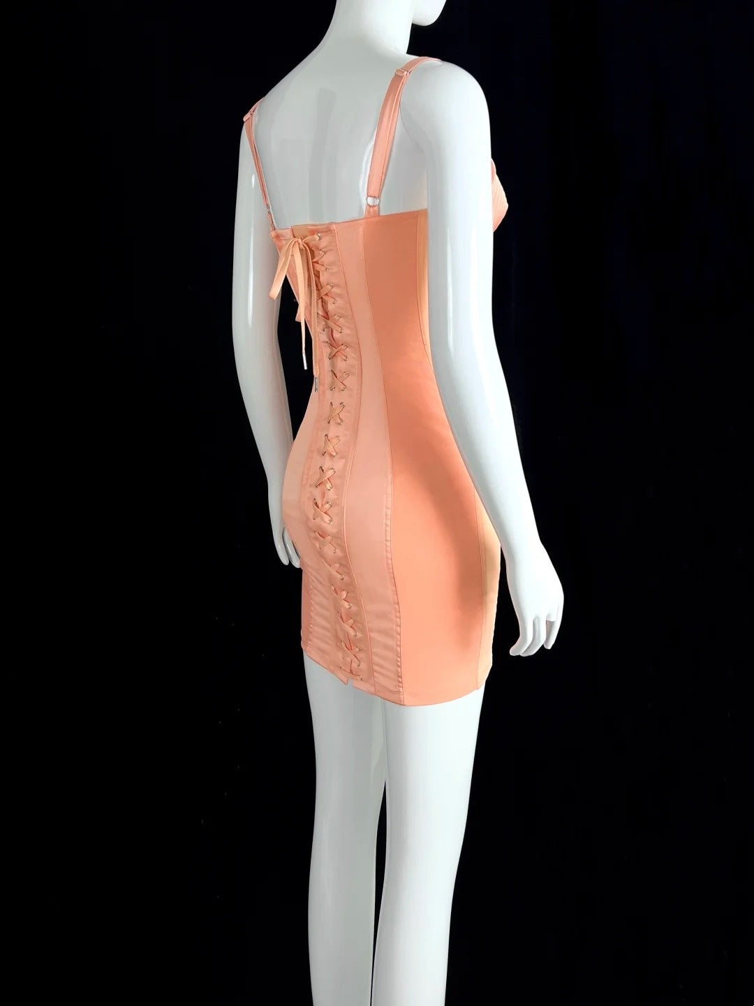 Simple Spaghetti Straps Taper Bodice Homecoming Dress Orange Lace-Up Sheath Short Dress CY0080