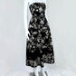 Glamorous Strapless Black Prom Dress Floral A-Line Evening Dress CY0081