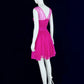Enchanting V Neck Hot Pink Homecoming Dress Bows Pleated A-Line Short Dress CY0082