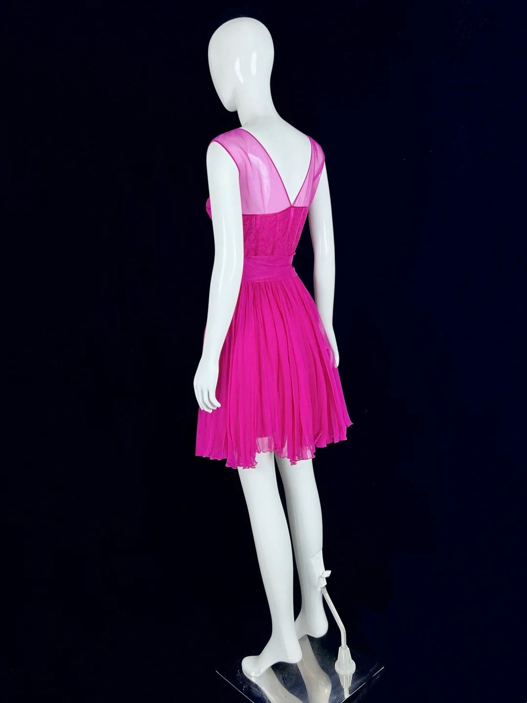 Enchanting V Neck Hot Pink Homecoming Dress Bows Pleated A-Line Short Dress CY0082