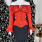 Lovely Off-the-Shoulder Red & Black Prom Dress Long Sleeve Mermaid Formal Dress CY0084