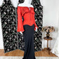 Lovely Off-the-Shoulder Red & Black Prom Dress Long Sleeve Mermaid Formal Dress CY0084
