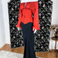 Lovely Off-the-Shoulder Red & Black Prom Dress Long Sleeve Mermaid Formal Dress CY0084