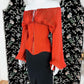 Lovely Off-the-Shoulder Red & Black Prom Dress Long Sleeve Mermaid Formal Dress CY0084