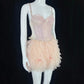 Delicate Spaghetti Straps Blush Pink Homecoming Dress Lace Bows Tulle A-Line Short Dress CY0085
