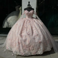 A Line Pink Off Shoulder Quinceanera Dress Lace Appliques Sweet 16 15 Ball Gown   cg25908