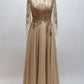 A-line Scoop neck Chiffon with Beaded Long Sleeves  Prom Dresses    cg20112