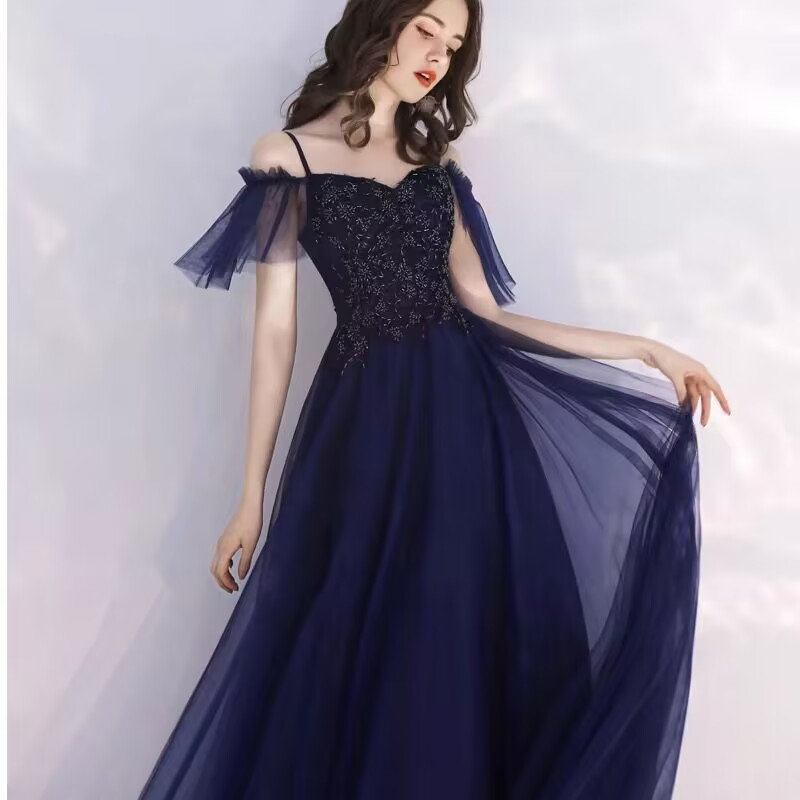 navy blue evening dress Prom Dress   cg16223