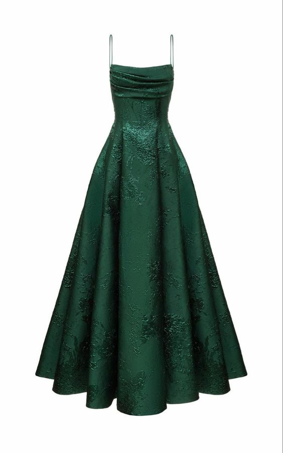 Emerald Green Spaghetti Straps Prom Dress A-line Evening Dress    cg24974