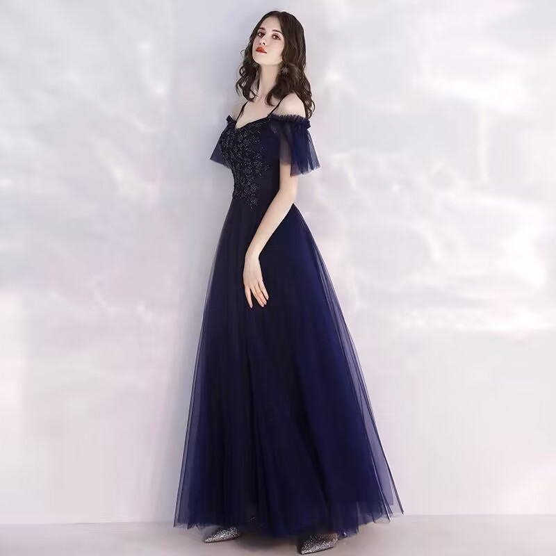 navy blue evening dress Prom Dress   cg16223