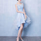 Blue tulle high low lace dress, blue tulle lace homecoming dress cg2047