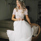 Boho Chic Lace Crop Chiffon Prom Dresses Two Piece Boho Wedding Dresses   cg9947