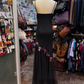 Spaghetti Straps Black Mermaid Prom Dress With 3d Flowers Chiffon Evening Dress cg26354