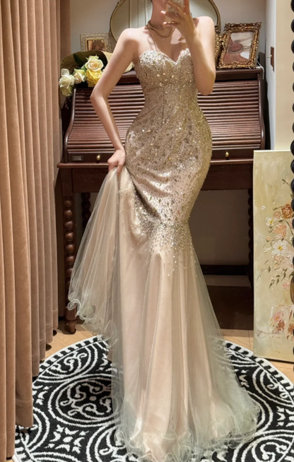 Sweetheart Neck Beads Prom Party Dress Mermaid Sexy Evening Dress cg26319