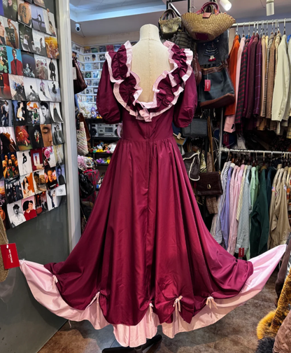 A Line Burgundy Prom Party Dress Vintage Princess Dress cg26353