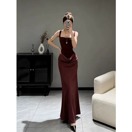 Sexy ruffled fishbone slip dress  G123